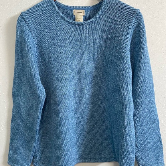 L.L. Bean Light Blue Cotton Knit Sweater - Picture 2 of 5